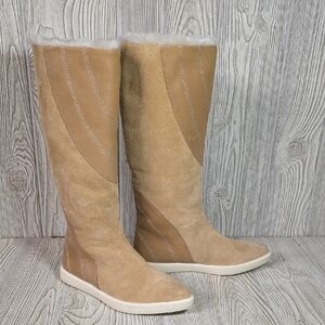 Naya Yuma Tall Leather and Sude Faux Fur Lined Boots Womens Size 6